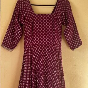 Elegant Rich Purple Anarkali Custom Made